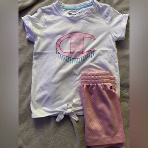 Champion Girls Short Set - White and Pink